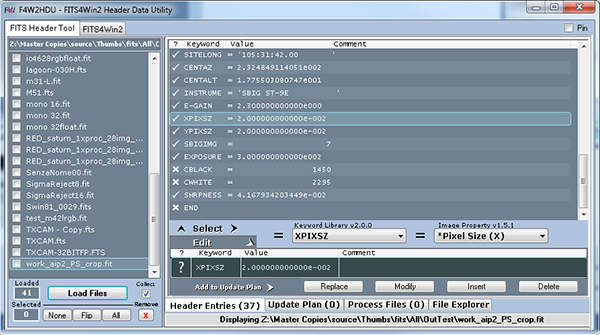 FITS4Win2 Header Data Utility Interface